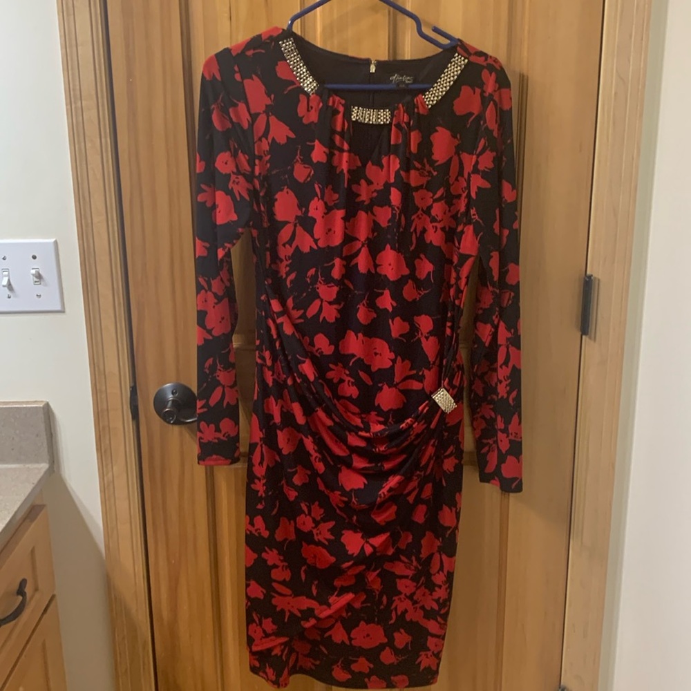Thalia Sodi Red Black Dress Long Sleeve